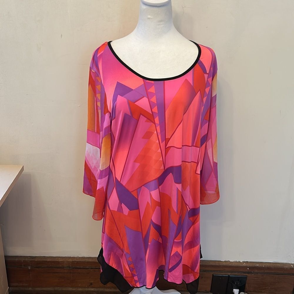Peter Nygard Pink Purple Geometric Tunic - Picture 2 of 8